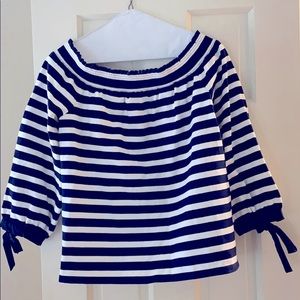Jcrew Navy striped off-shoulder top Size M